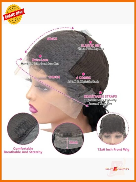 13x6 Straight Lace Front Wig Human Hair 200 Density Glueless 28 Inch main image 5